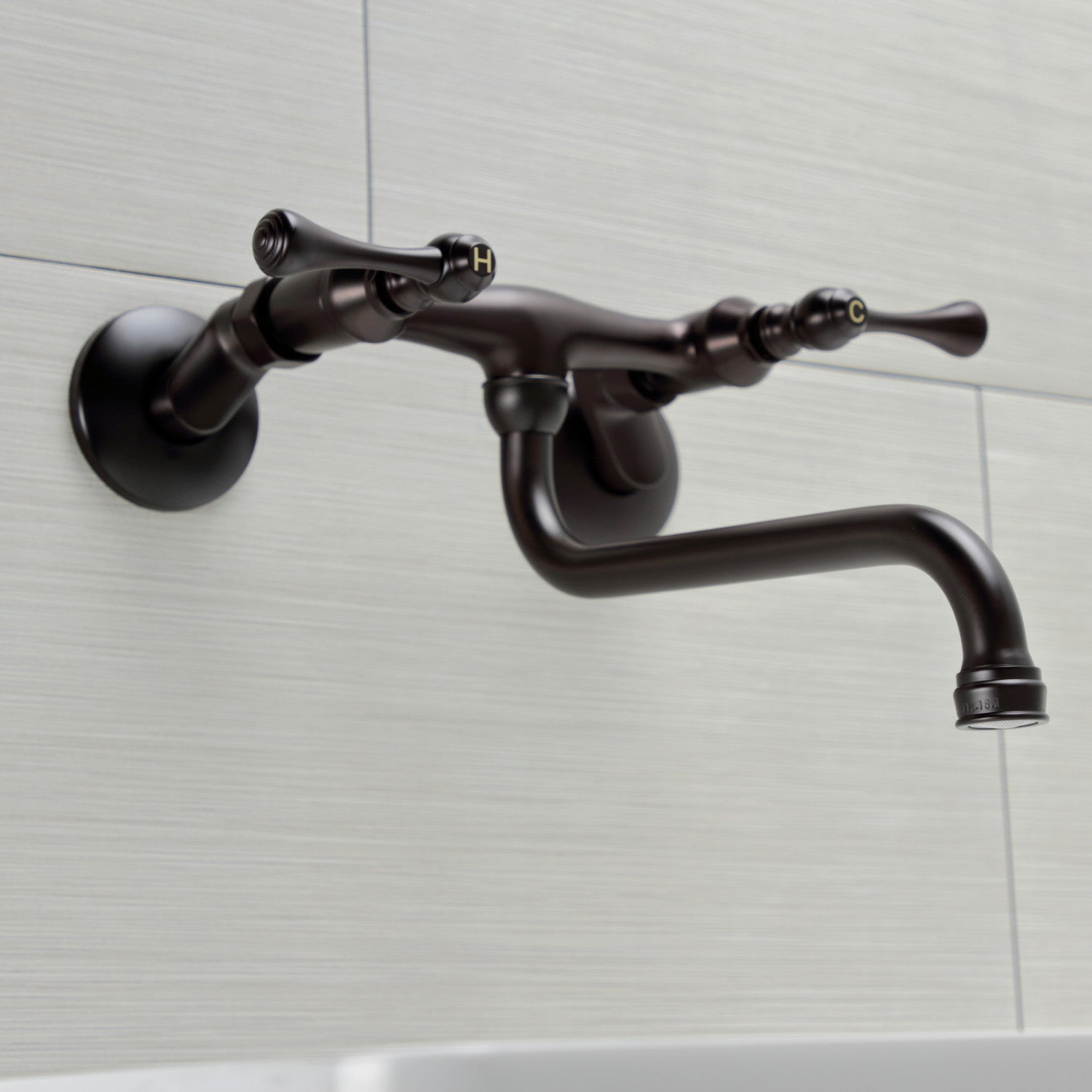 Kingston Tulare KS315ORB - Kingston Double-Handle 2-Hole Wall Mount Bathroom Faucet, Oil Rubbed Bronze — thumbnail 3